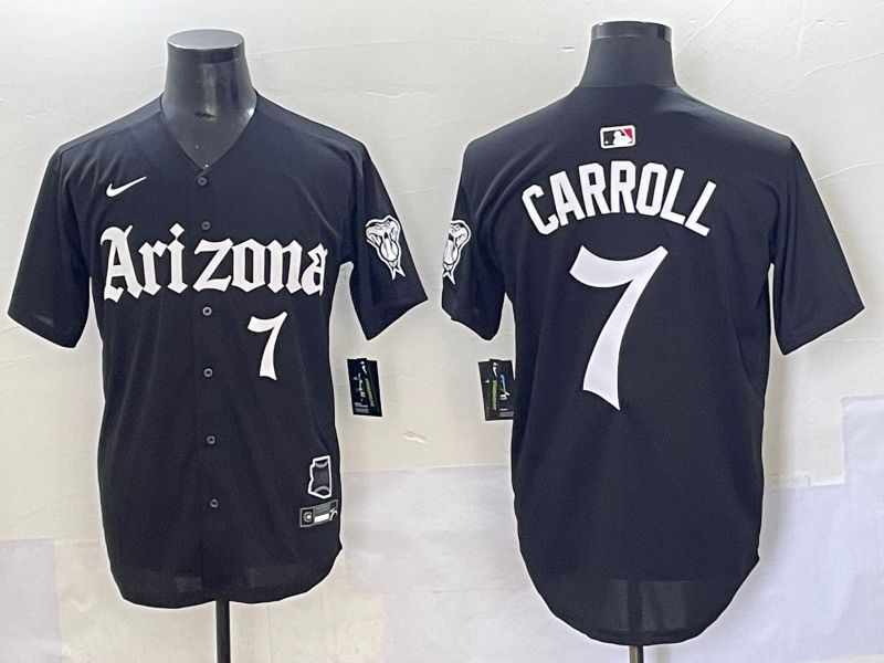 Men 2025 Arizona Diamondback #7 Carroll Black Five generations Joint Name Nike MLB Jersey style 13->arizona diamondback->MLB Jersey